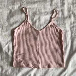 Topshop light pink ribbed cropped cami